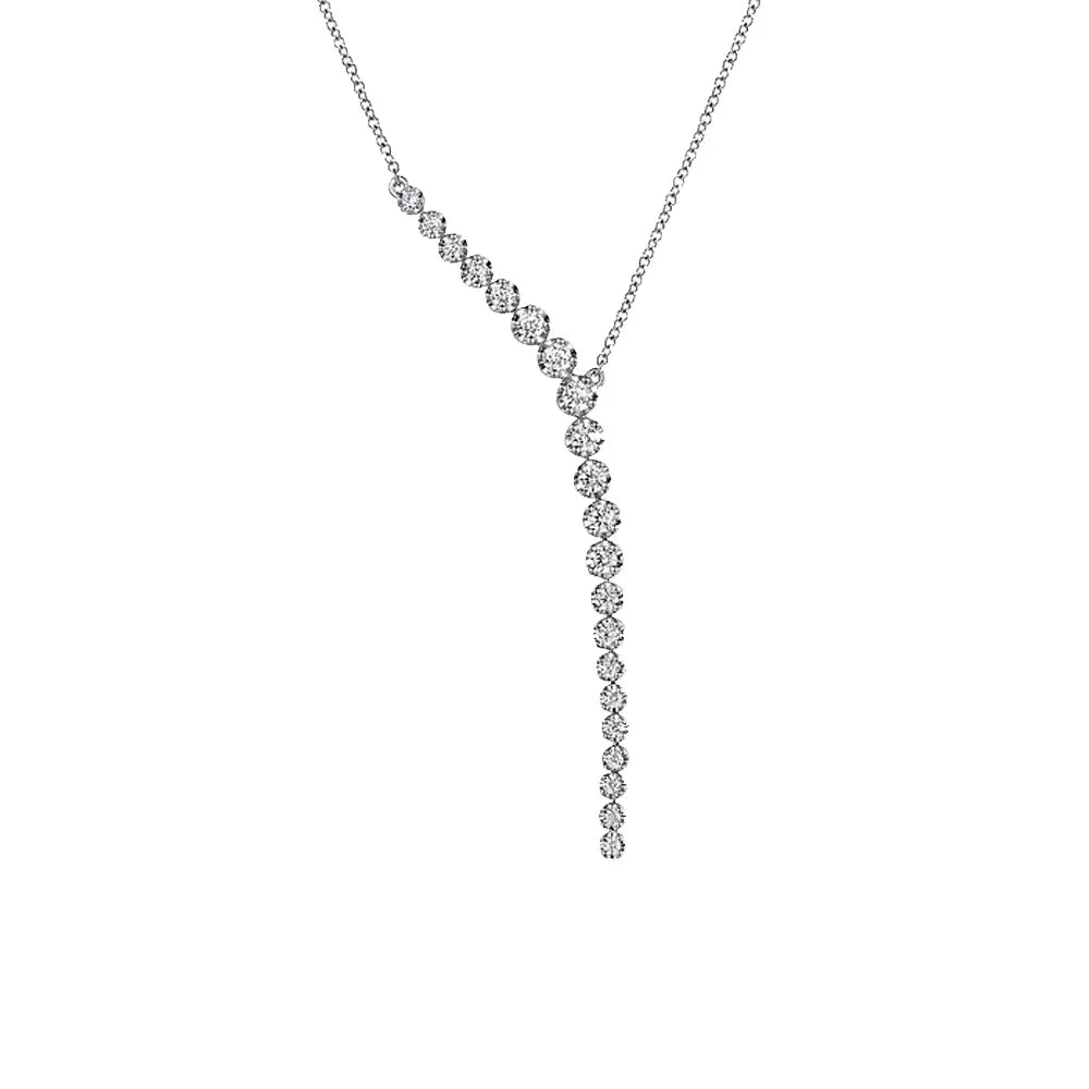 Gabriel 14k White Gold Y Diamond Necklace