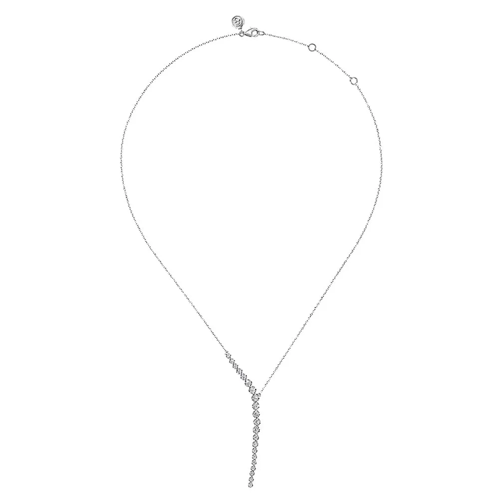 Gabriel 14k White Gold Y Diamond Necklace