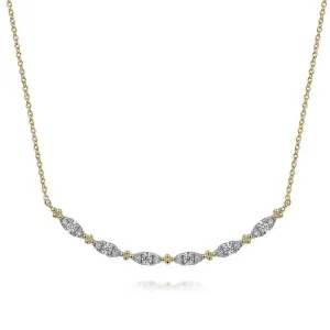 Gabriel 14K Yellow Gold Curved Bujukan Bar Diamond Necklace NK7184Y45JJ