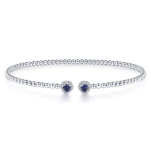 Gabriel & Co. 14k White Gold Bujukan Gemstone & Diamond Bangle Bracelet