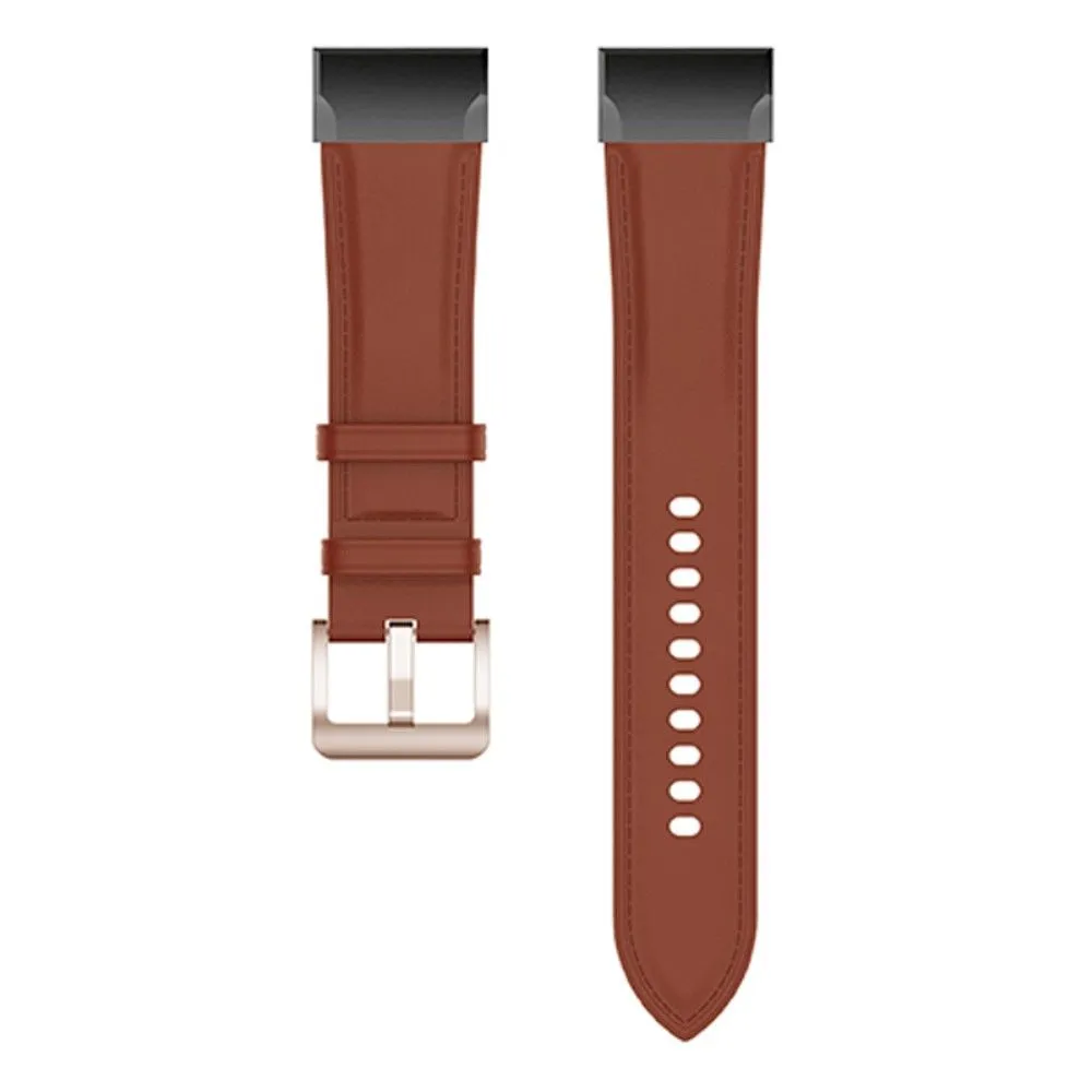 Genuine adjustable leather watch strap for Garmin watch - Dark Brown