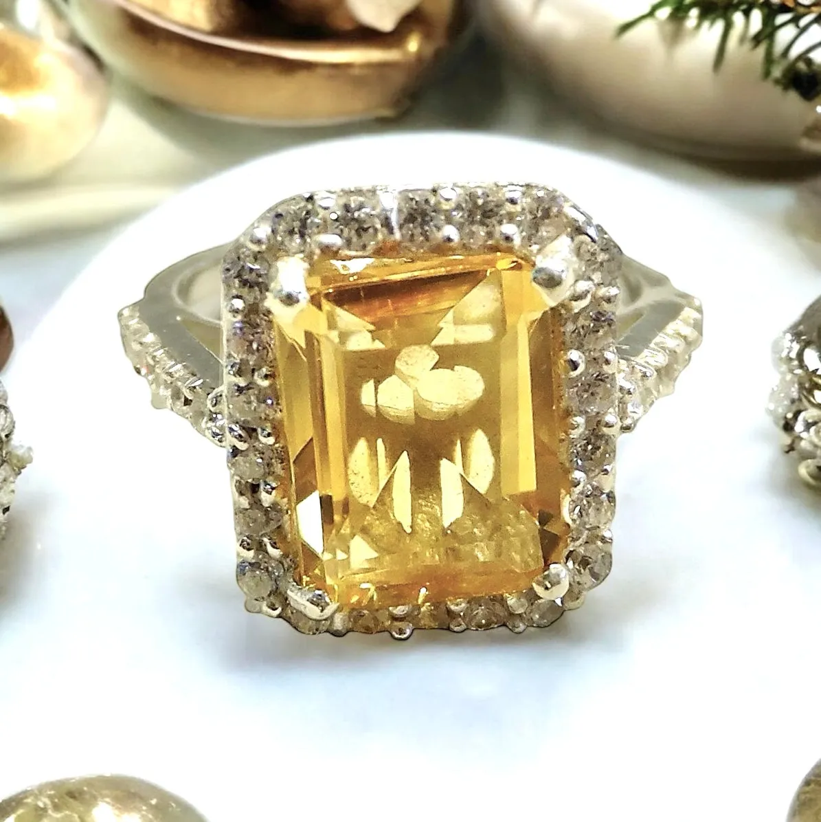 Genuine Princess Citrine Gemstone Ring size 7