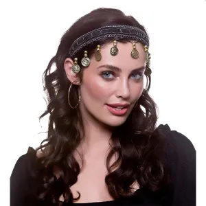 Gypsy Fortune Teller Gold Coin Headband Psychic Fancy Dress