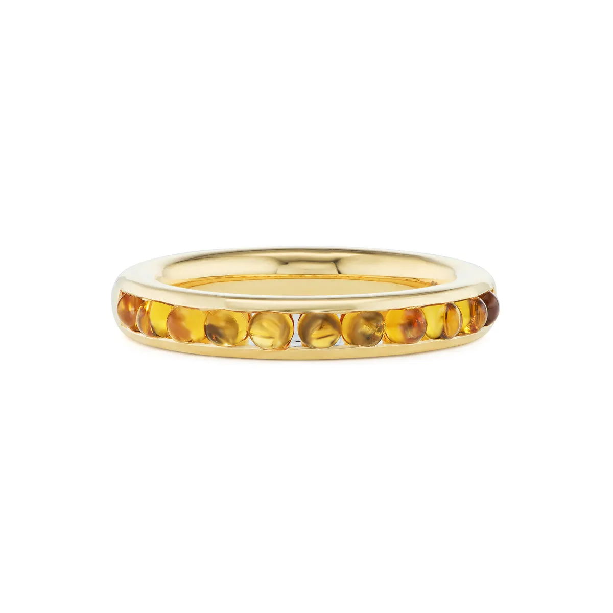 Half-Channel Band with Semi-Precious Cabochons - Citrine