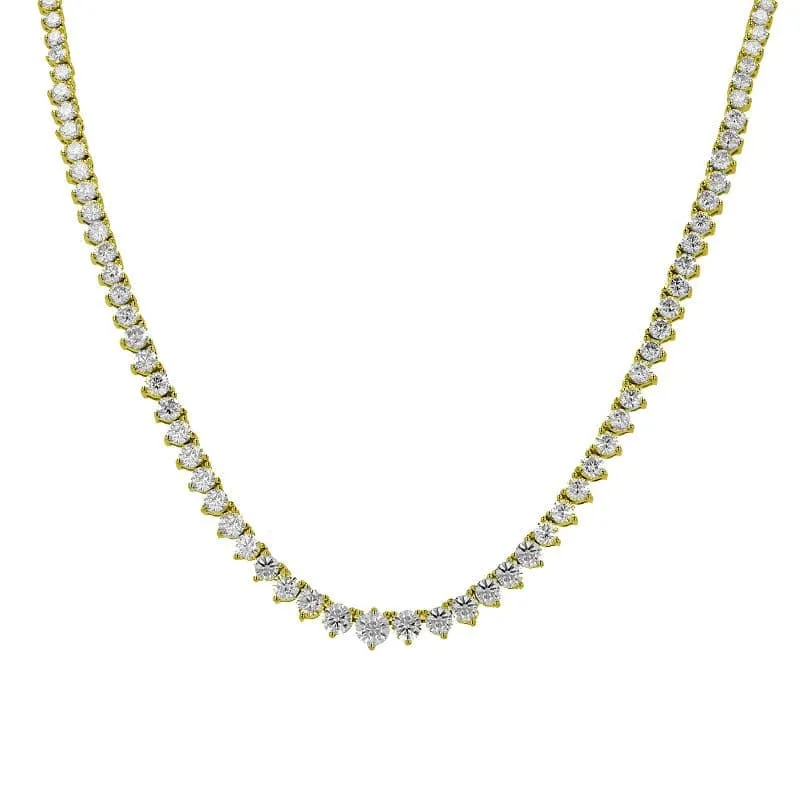 Halfway Graduated 3-Prong Diamond Tennis Necklace