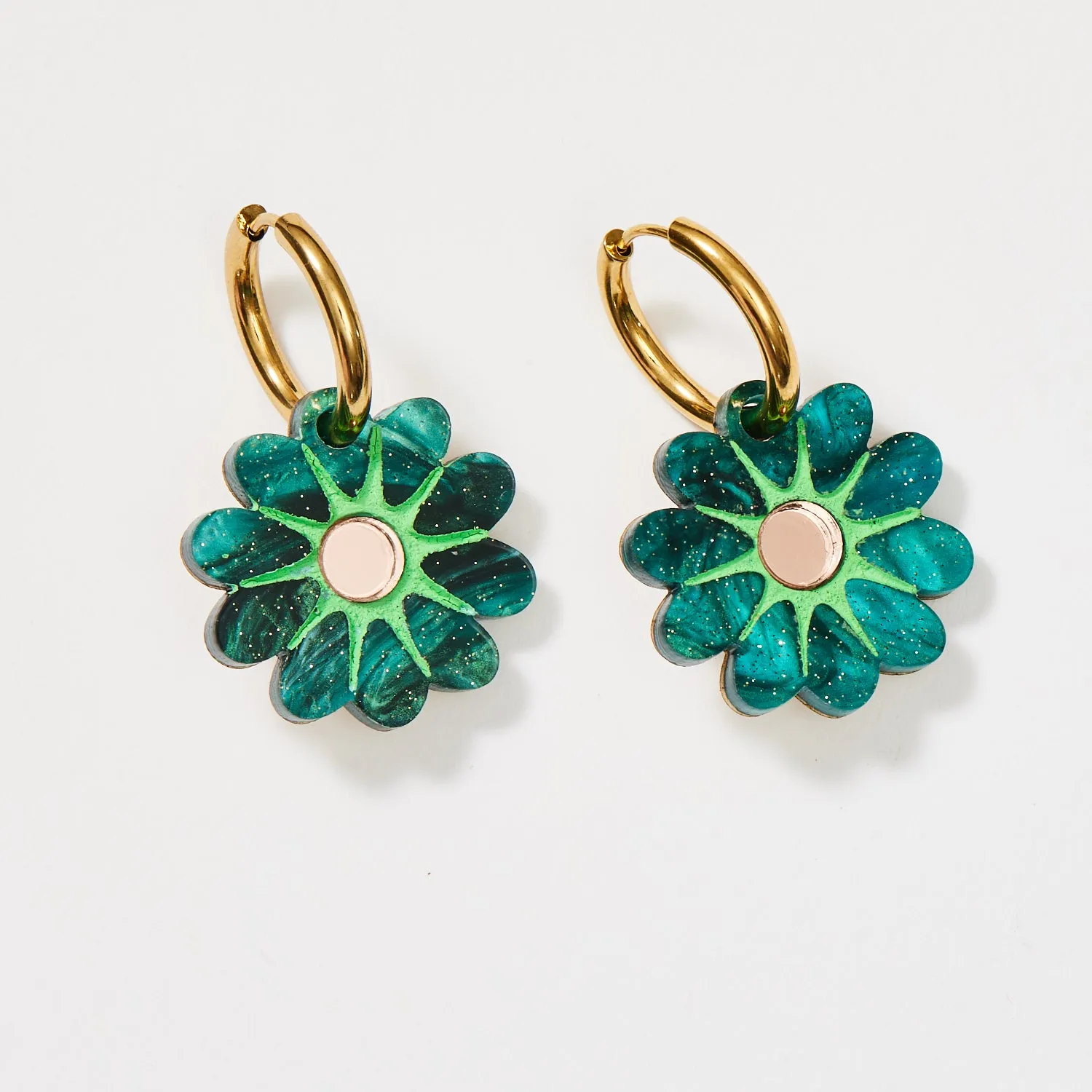 Hattie Earrings - Emerald / Rose