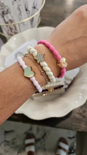 Heart Charm Hair Tie Bracelet