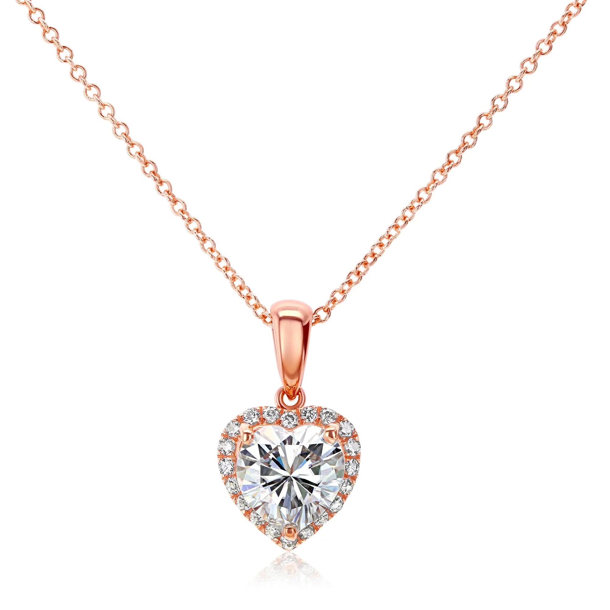 Heart-Shape Moissanite & Diamond Necklace 1 1/10 CTW 14K Gold