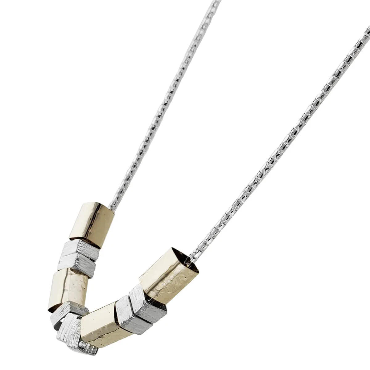 Israeli Gold Sterling Open Geometric Design Necklace