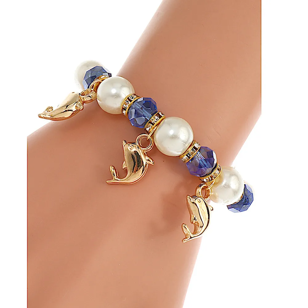 JAB42048 - Dophin Bead & Pearl Bracelet