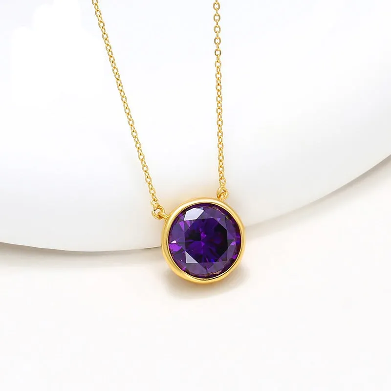 Jewelry Colorful Series Simple Geometric Round Necklace Jewelry Women's European and American Fashion Retro Elegant Clavicle Chain