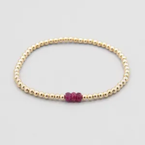 July Ruby Beaded Lux Bracelet