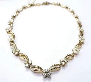 Ladies Chain Genuine Diamond Necklaces 7 CT Natural 14K Yellow Gold 16"