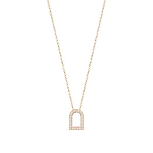 L'Arc Voyage Charm GM, 18k Rose Gold with Galerie Diamonds on Chain Necklace