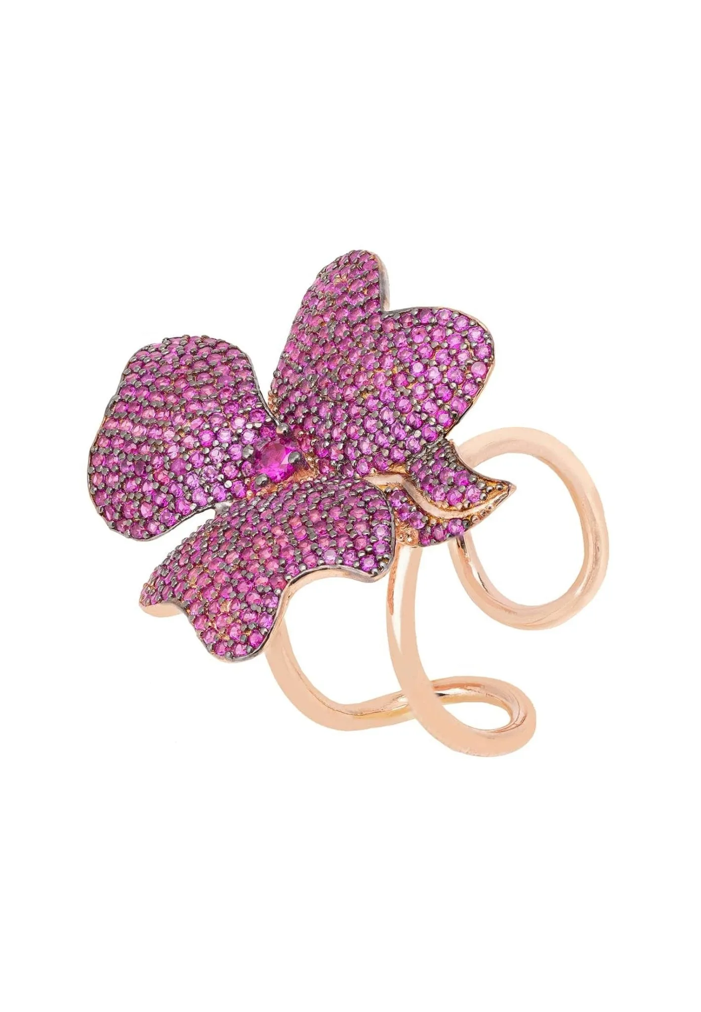 Latelita London Flower Cocktail Ring Rosegold Ruby