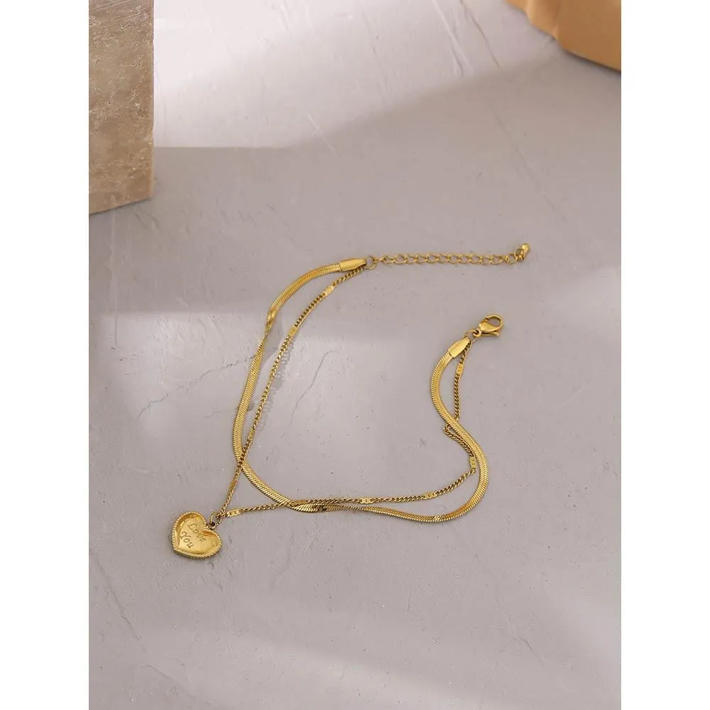 Layered Heart Gold Anklet for Women Leg Chain Beach Anklets for Women