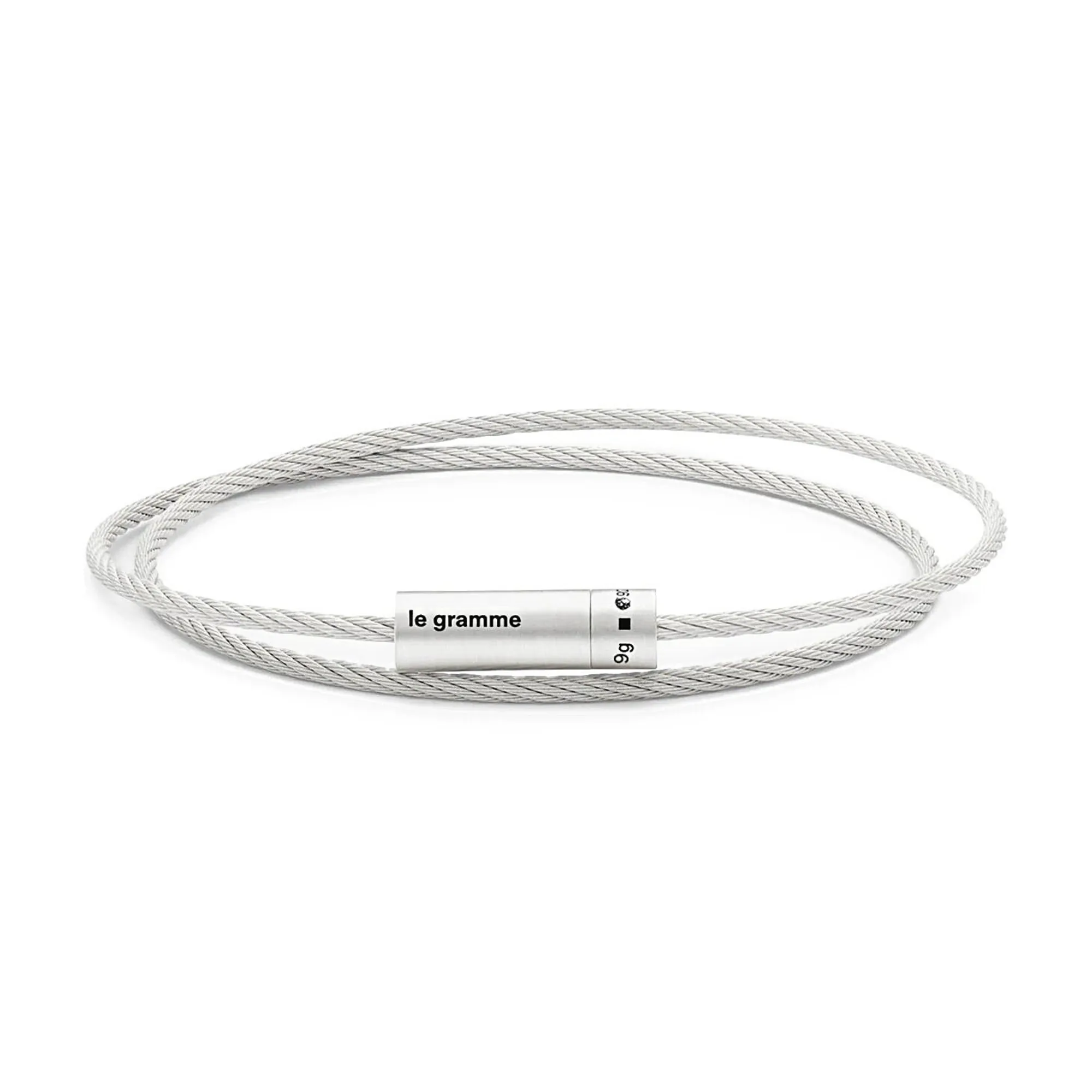 LE GRAMME MEN'S 9G STERLING SILVER DOUBLE WRAP CABLE BRACELET 7.5 INCH