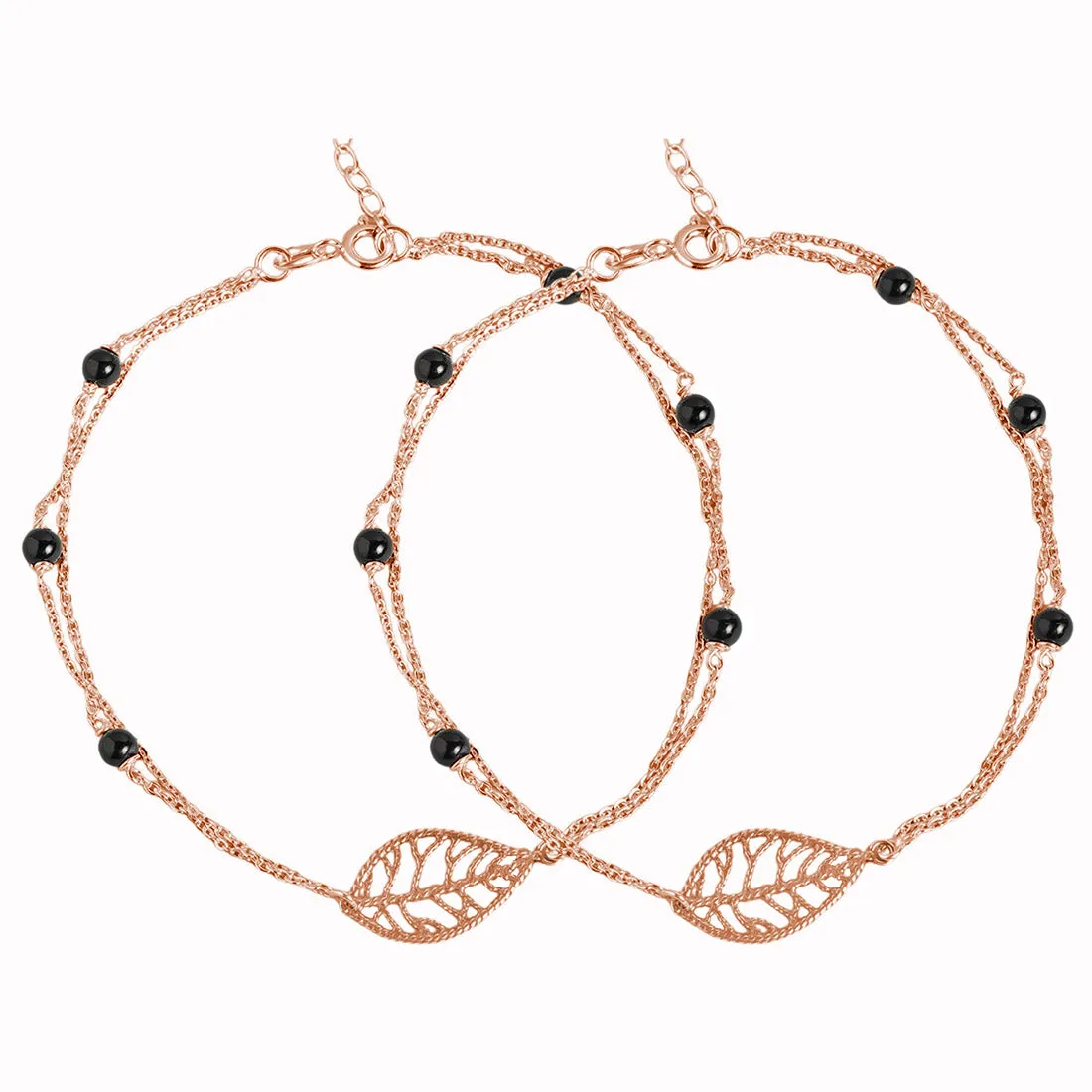 Leafy Bloom Rose Gold Plated 925 Sterling Silver Anklet