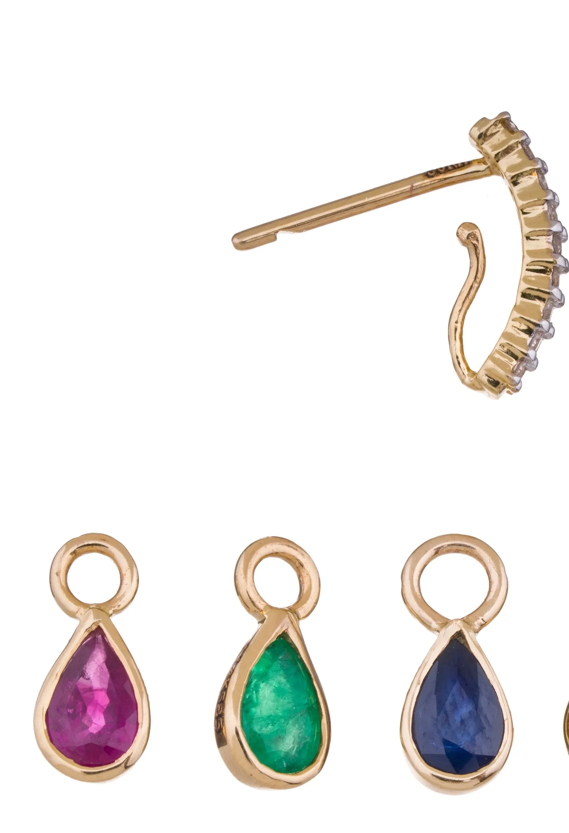 Lucia, Diamond and Ruby Drop Earrings, 14K Yellow Gold