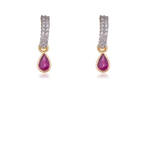 Lucia, Diamond and Ruby Drop Earrings, 14K Yellow Gold