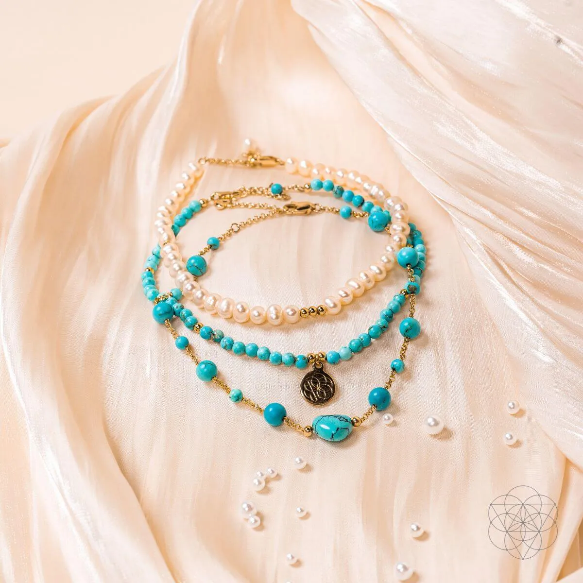 Luminous Glow - The Turquoise and Pearl Anklets of Love