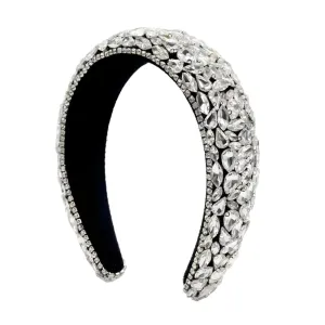 Luxurious Baroque Padded Velvet Rhinestone Ladies Women Headband - ((Style 1))