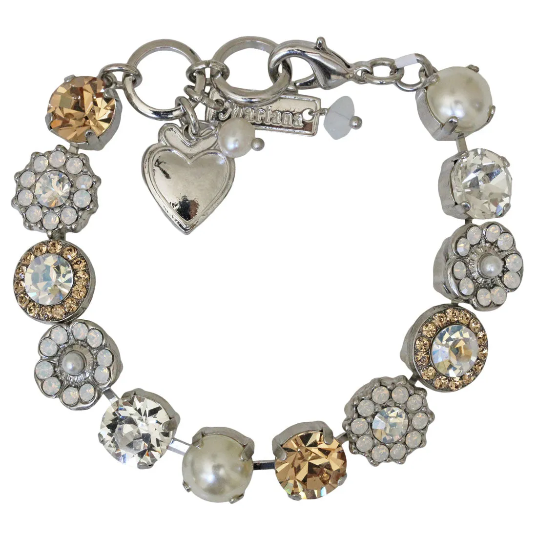 Mariana "Champagne and Caviar" Rhodium Plated Lovable Mixed Element Crystal Bracelet, 4045/1 3911