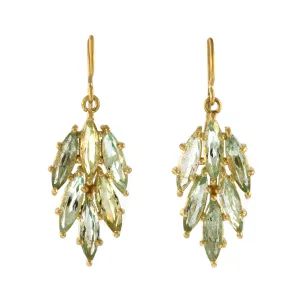 Marquise Aquamarine Cluster Drop Earrings