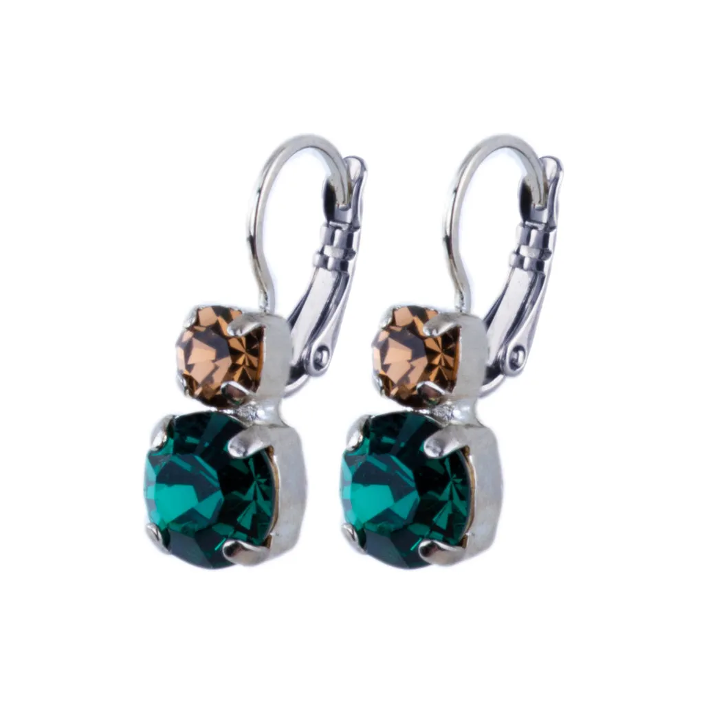 Medium Double Stone Leverback Earrings "Deep Forest" *Custom*