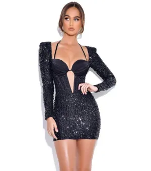 MELINA BLACK SEQUIN DRESS