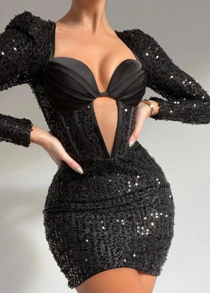 MELINA BLACK SEQUIN DRESS