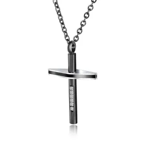 Men's Christian Necklace <br> Diamonds Black