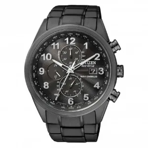 Mens Stainless Steel Sport Analog Black Watch AT8105-53E