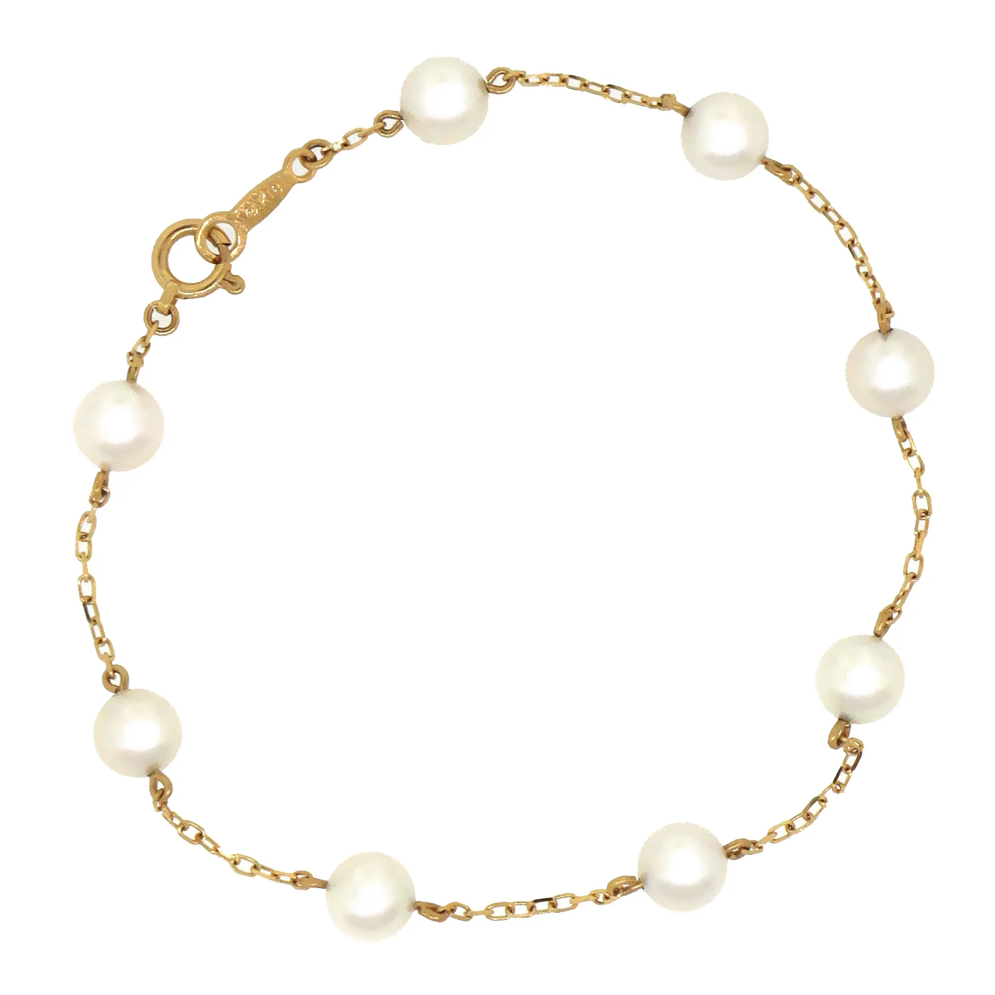 Mikimoto 18K Yellow Gold Cultured Akoya Pearl Station Bracelet