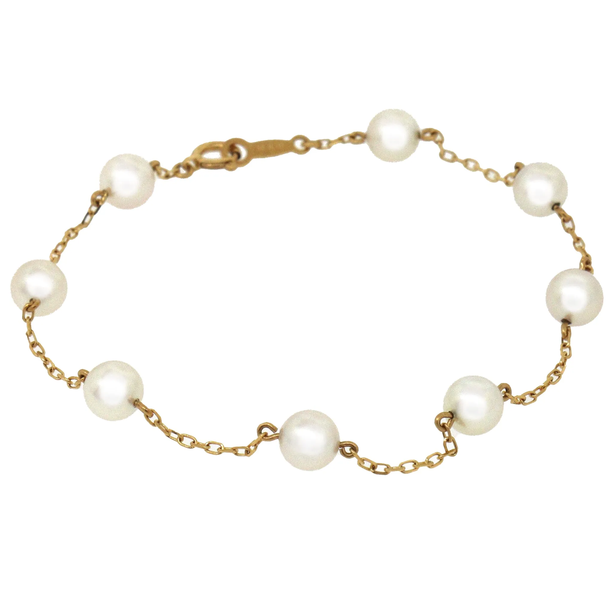 Mikimoto 18K Yellow Gold Cultured Akoya Pearl Station Bracelet