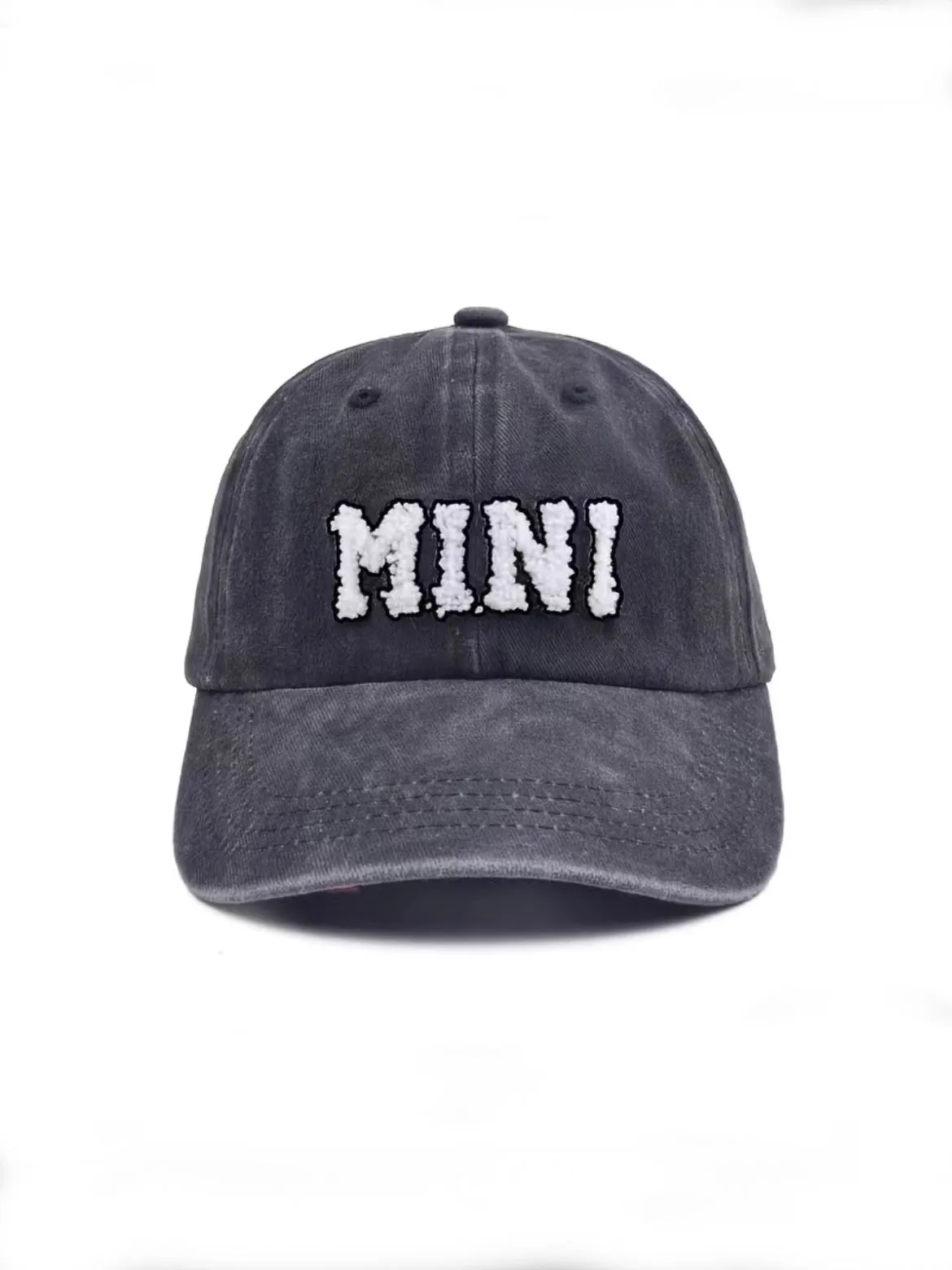 Mini Baseball Cap - Washed Black Color / Sherpa Letters