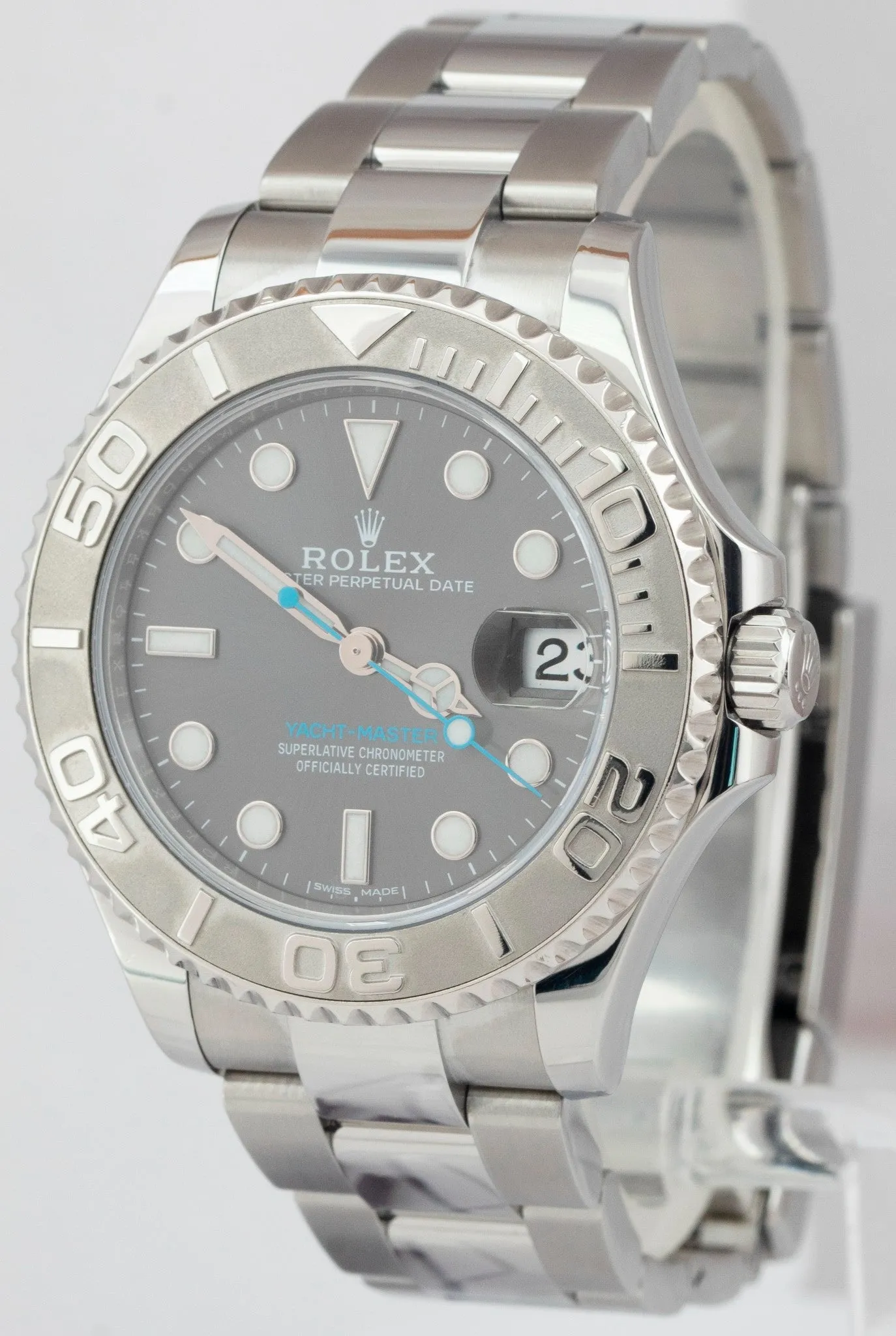 MINT PAPERS Rolex Yacht-Master 268622 Rhodium 37mm Stainless Grey Blue Watch BOX