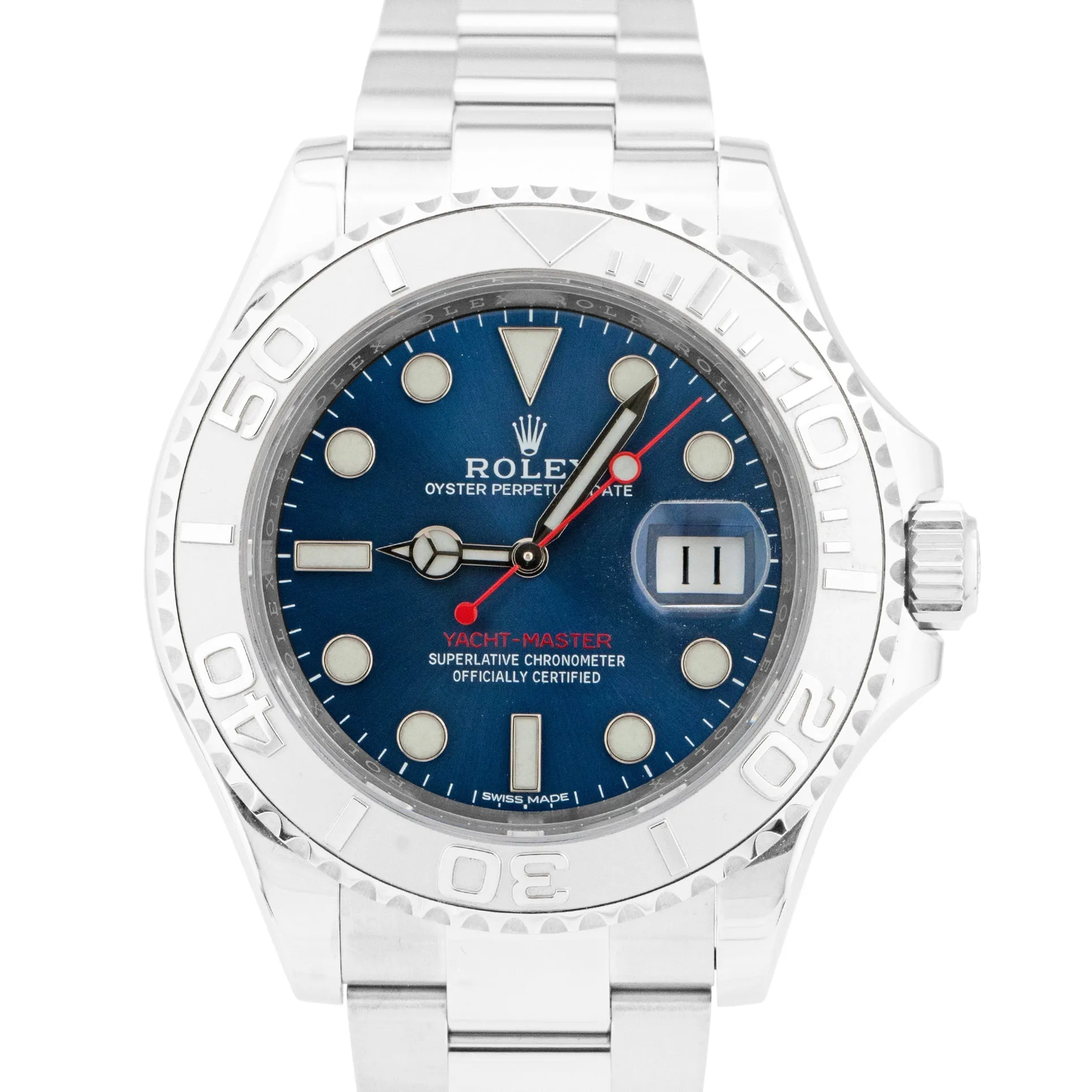 MINT Rolex Yacht-Master 40mm Blue Stainless Steel Oyster Watch 116622 BOX CARD