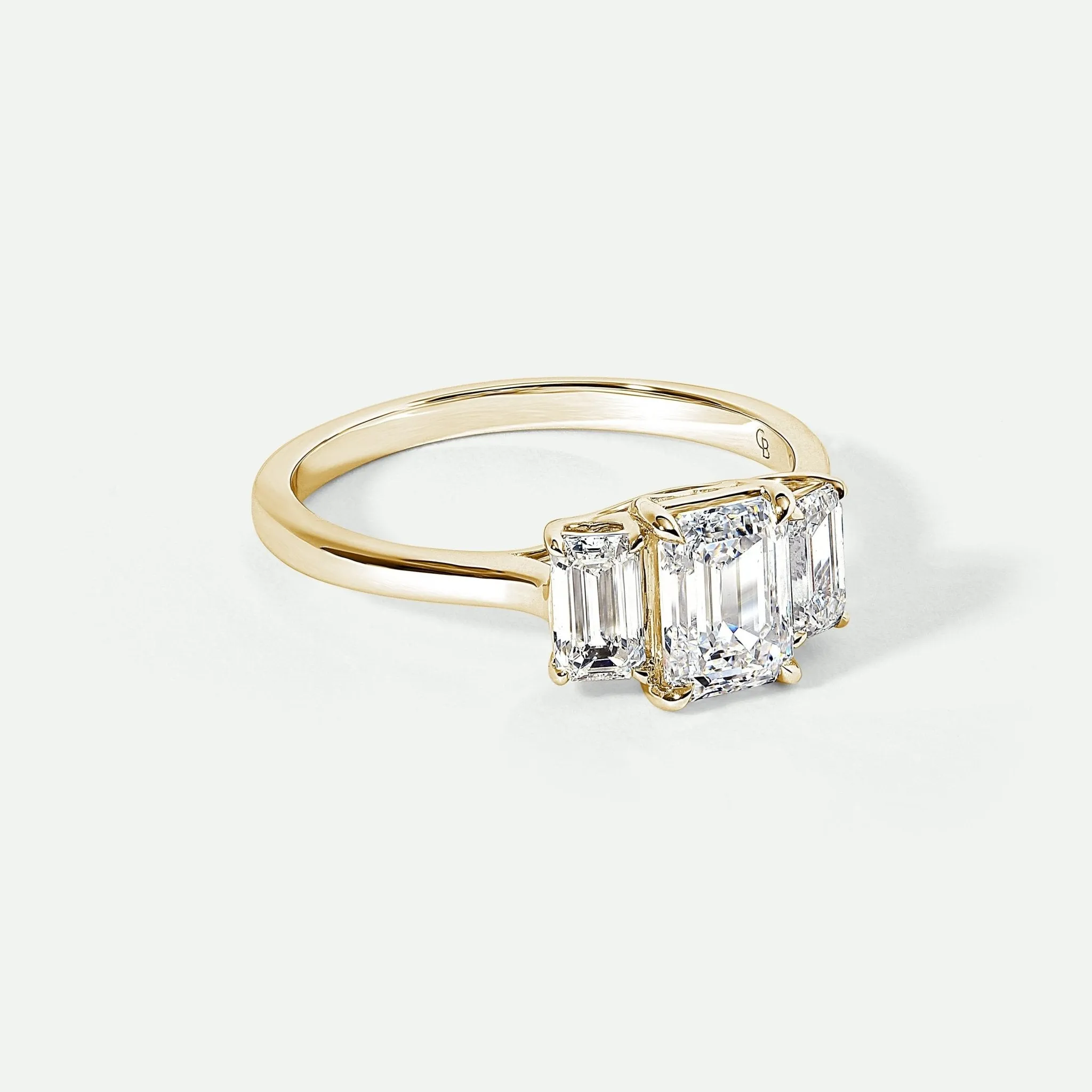 Murphy | 9ct Yellow Gold 1.56ct tw Emerald Cut Lab Grown Diamond Three Stone Ring