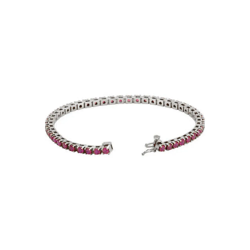 Natural Round Ruby Line Bracelet (14K)