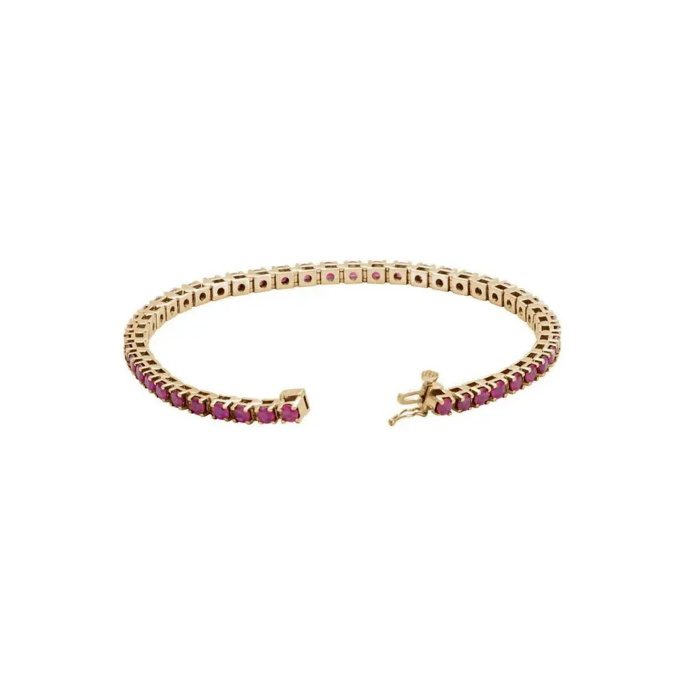 Natural Round Ruby Line Bracelet (14K)