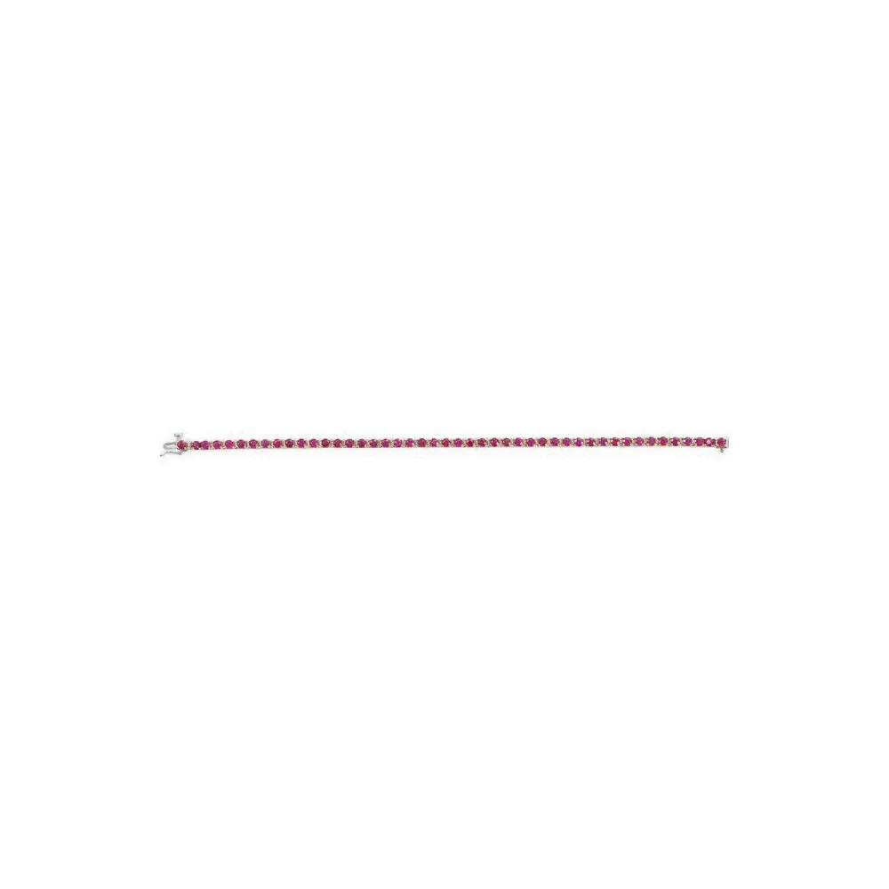 Natural Round Ruby Line Bracelet (14K)