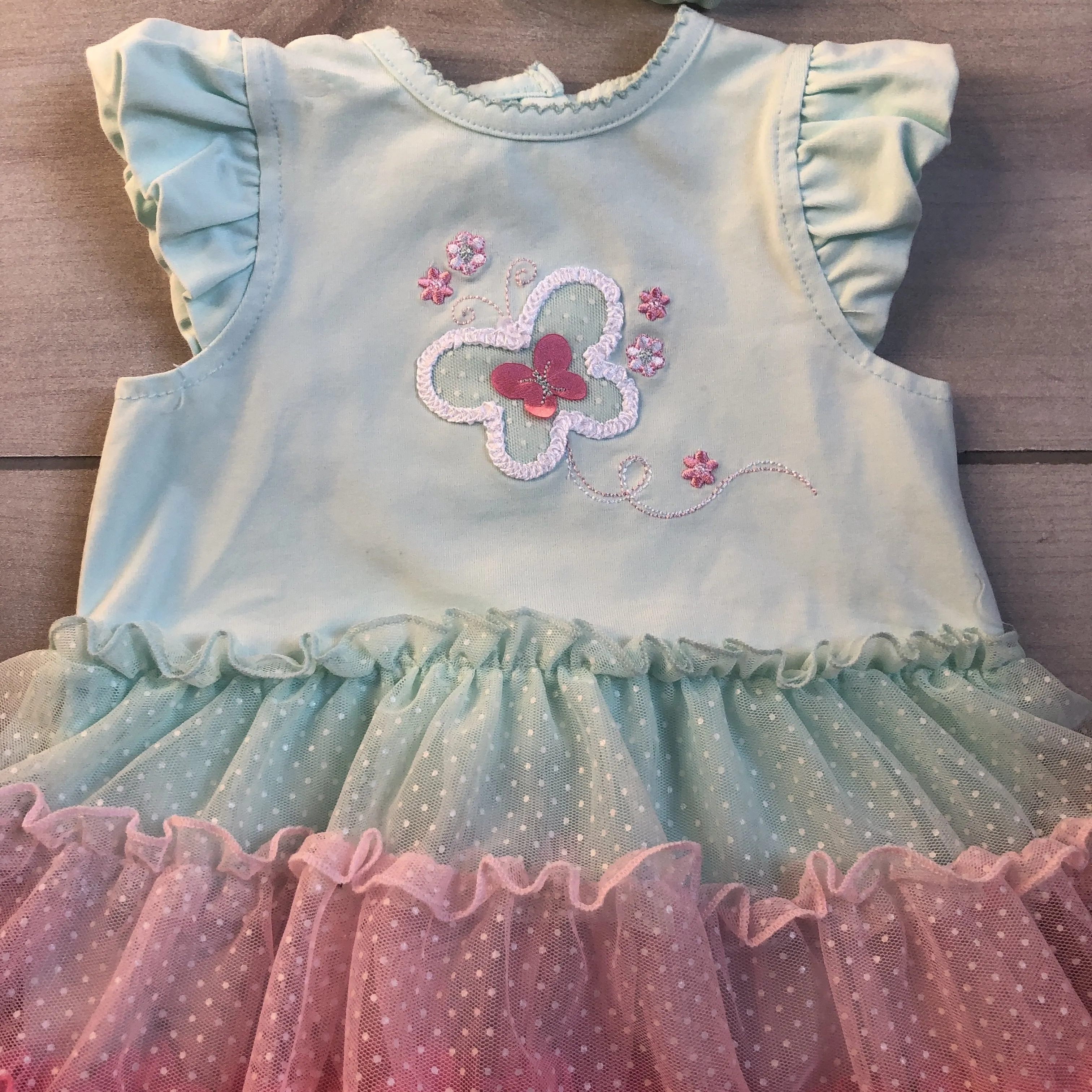 NEW Little Me Butterfly Appliqué Ruffle Dress & Headband