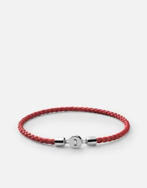 Nexus Leather Bracelet, Sterling Silver