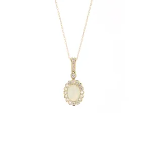 Opal & Diamond Oval Pendant Necklace