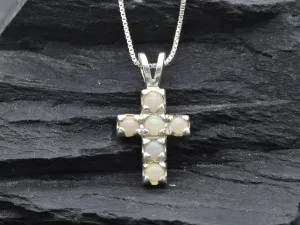 Opal Cross Pendant - Natural Opal Necklace, Christian Opal Pendant