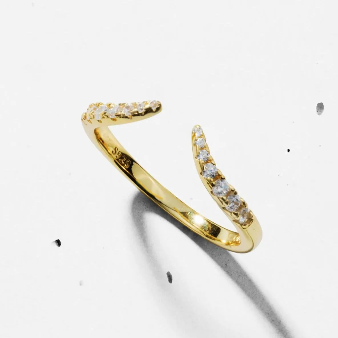 Open Pave Claw Wishbone | Stacking Ring