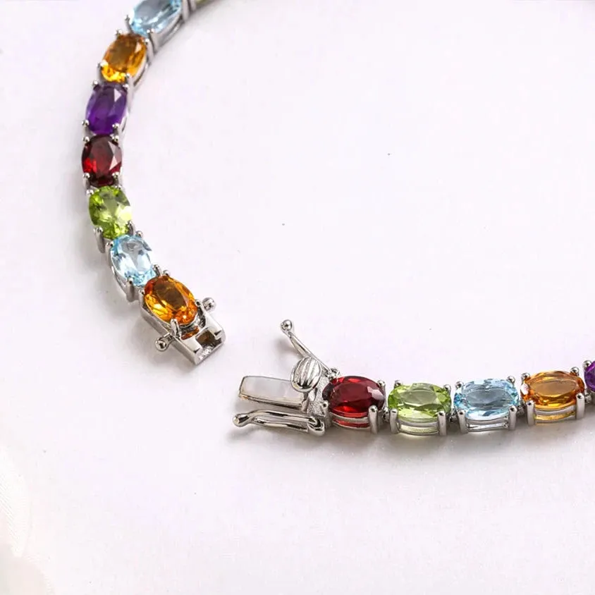 Oval-cut Rainbow Multi-gemstone Bracelet