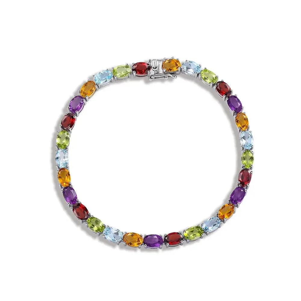 Oval-cut Rainbow Multi-gemstone Bracelet