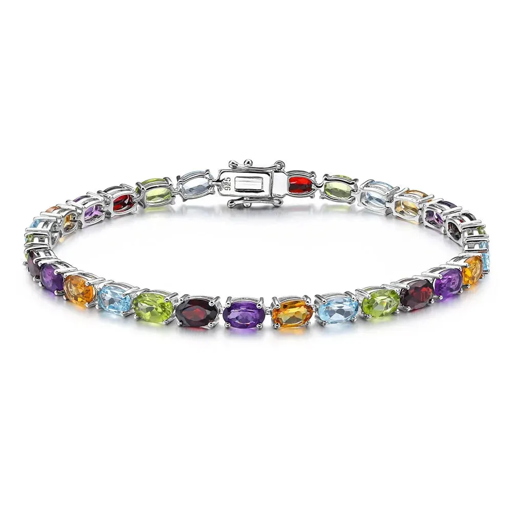 Oval-cut Rainbow Multi-gemstone Bracelet